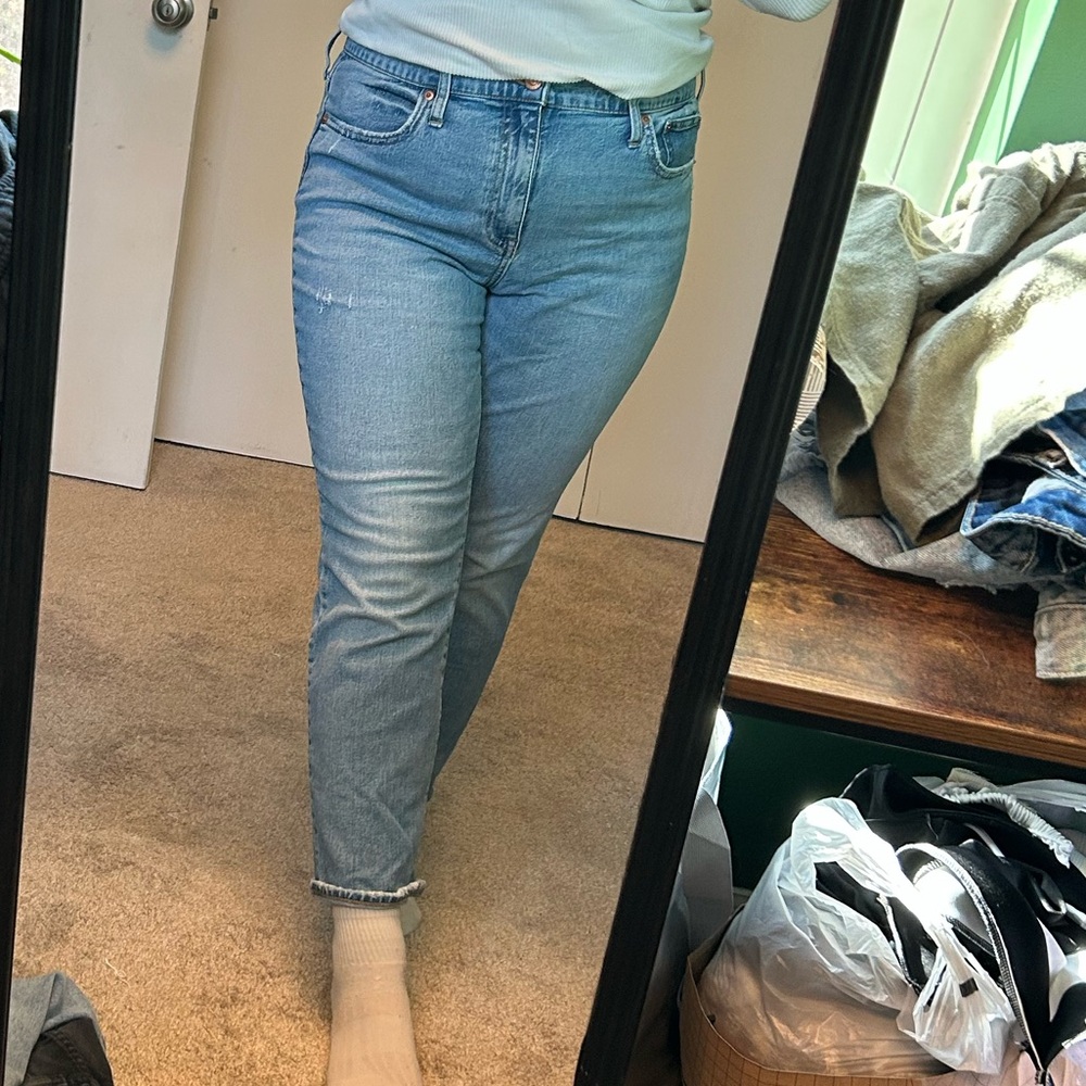 J. Crew Classic Blue Women's Jeans straight leg with some distressing